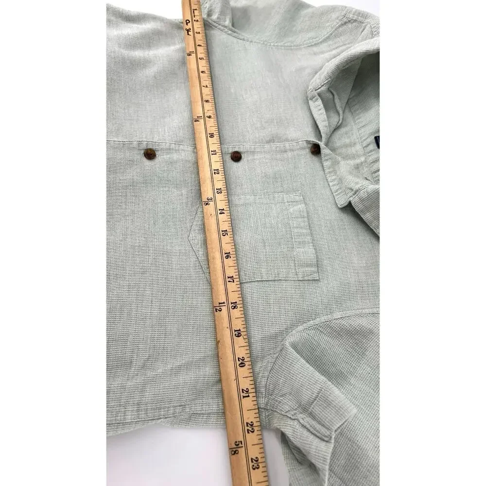 J.crew Men's Short Sleeve Gauze Camp Shirt Size M Button Down Green Gray
